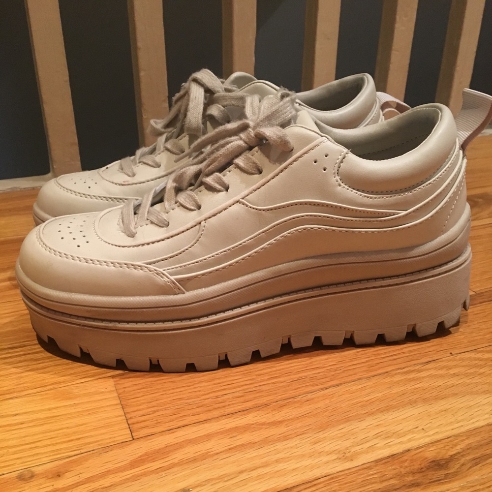 Zara white leather chunk sneakers
